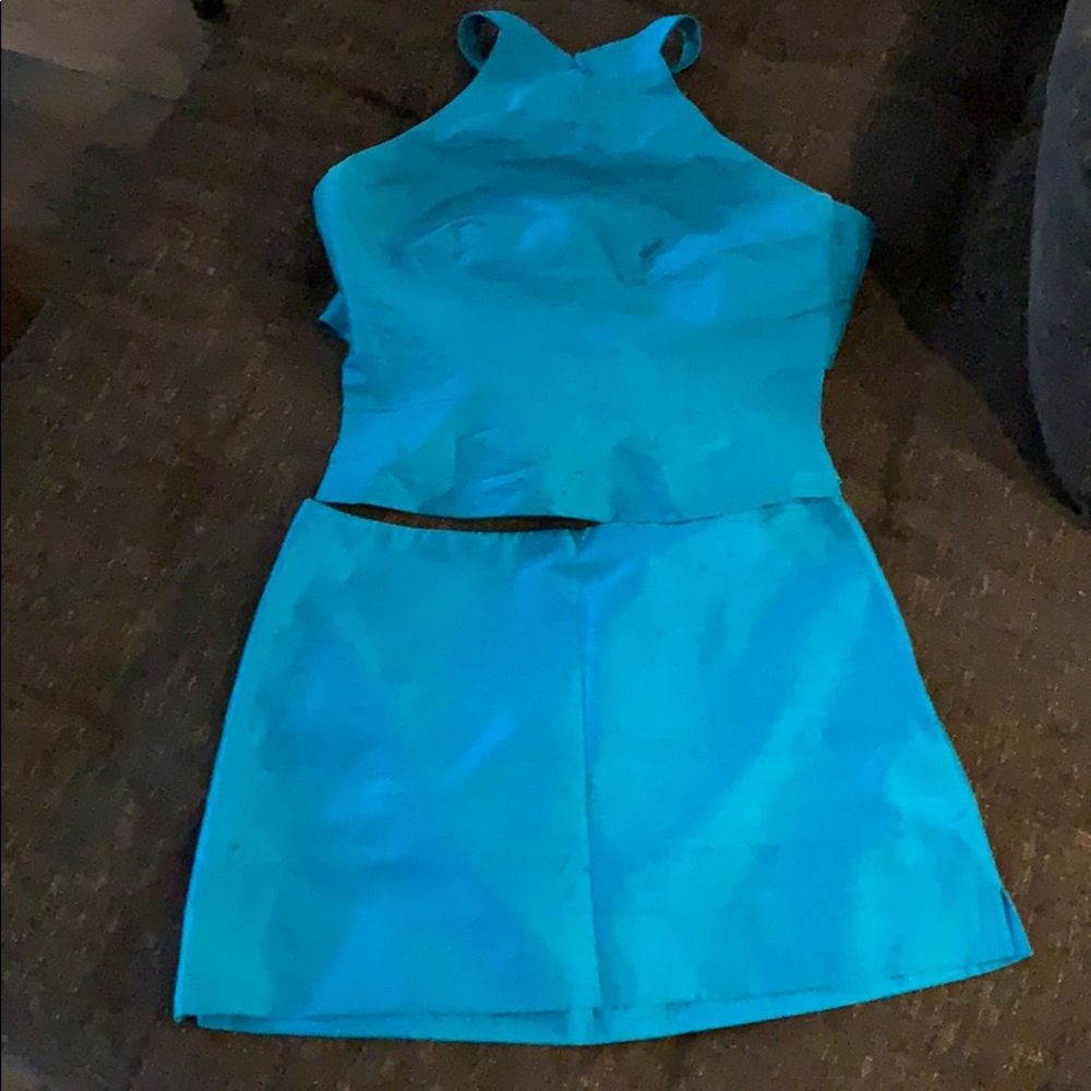 Bebe dress turquoise pure silk set XS EUC